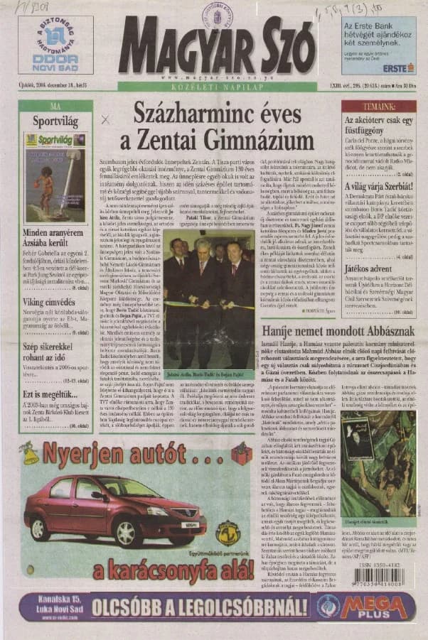 Magyar Szó, 63. évf. 2006. december 18. 295. sz. 1–12. oldal