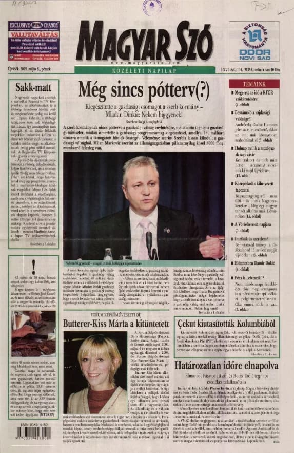 Magyar Szó, 66. évf. 2009. május 8. 104. sz. 1–20. oldal