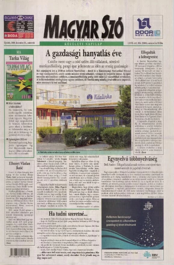 Magyar Szó, 67. évf. 2010. december 30. 305. sz. 1–20. oldal