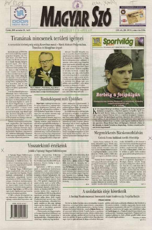 Magyar Szó, 62. évf. 2005. november 28. 280. sz. 1–12. oldal