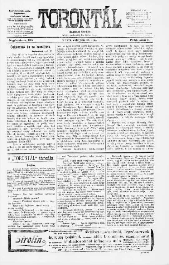 Torontál, 34. évf. 1905. április 14. 86. sz.