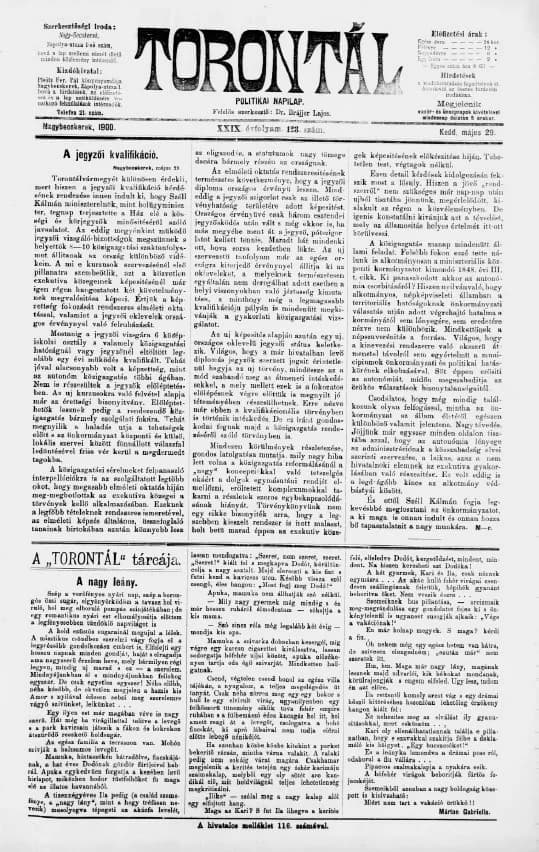 Torontál, 29. évf. 1900. május 29. 123. sz.