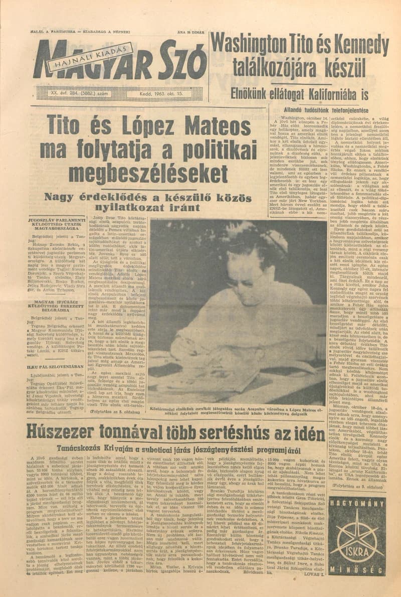 Magyar Szó, 20. évf. 1963. október 15. 284. sz. 1–16. oldal