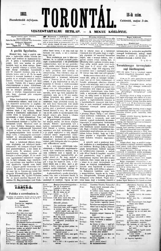 Torontál, 12. évf. 1883. május 3. 18. sz.