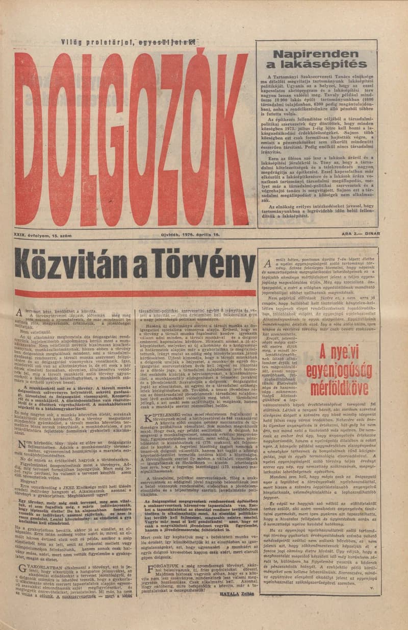 Dolgozók, 30. évf. 1976. április 16. 15. sz.