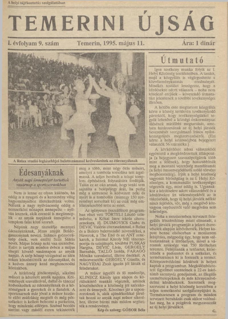 Temerini Újság, 1. évf. 1995. május 11. 9. sz.