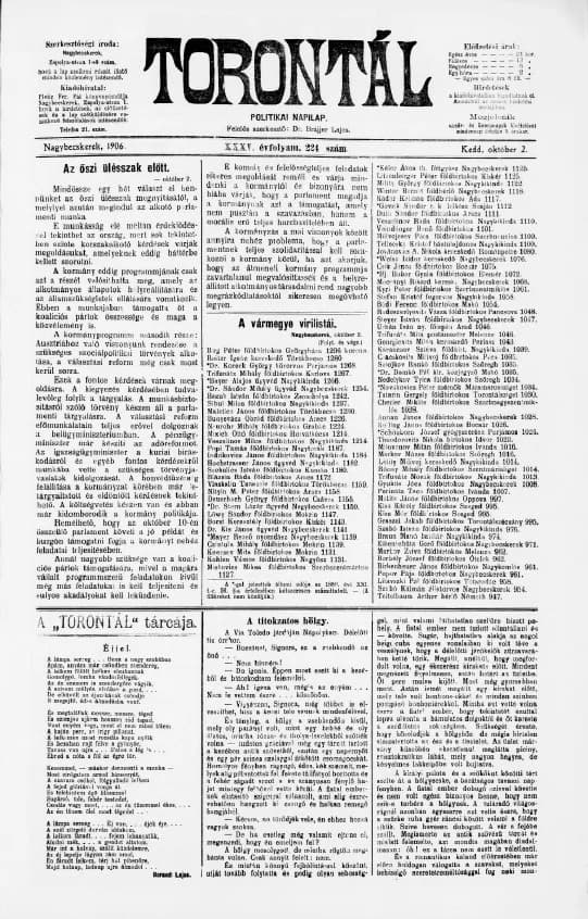 Torontál, 35. évf. 1906. október 2. 224. sz.