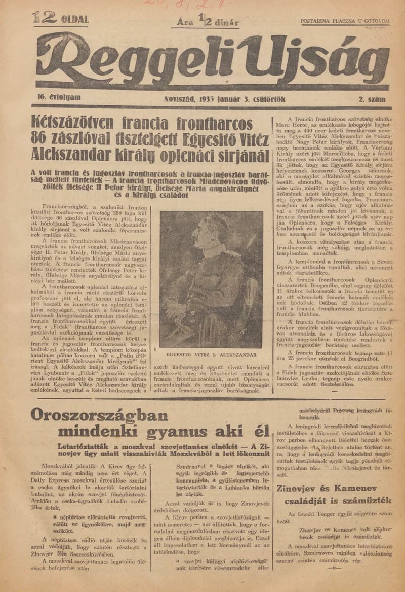 Reggeli Újság, 16. évf. 1935. január 3. 2. sz.