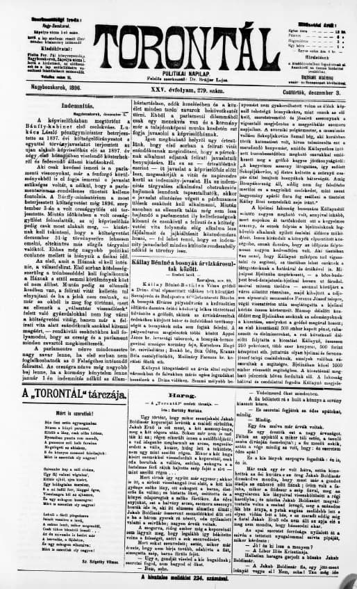 Torontál, 25. évf. 1896. december 3. 279. sz.