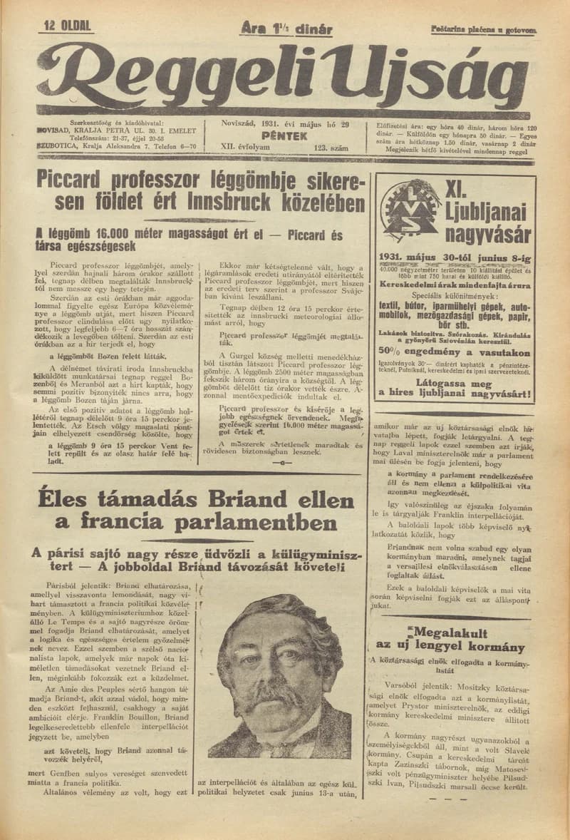 Reggeli Újság, 12. évf. 1931. május 29. 123. sz.