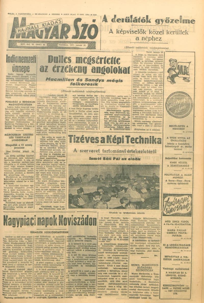 Magyar Szó, 14. évf. 1957. január 27. 25. sz. 1–20. oldal