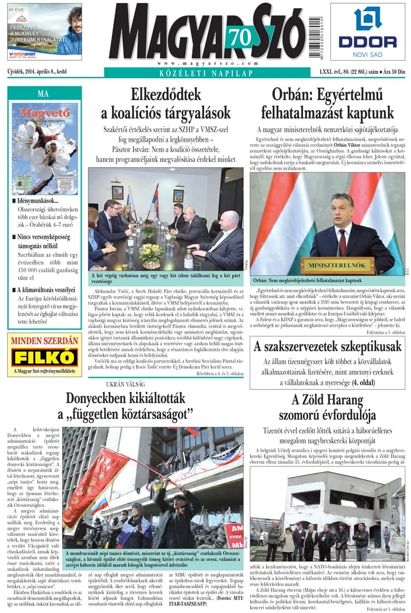 Magyar Szó, 71. évf. 2014. április 8. 80. sz. 1–20. oldal