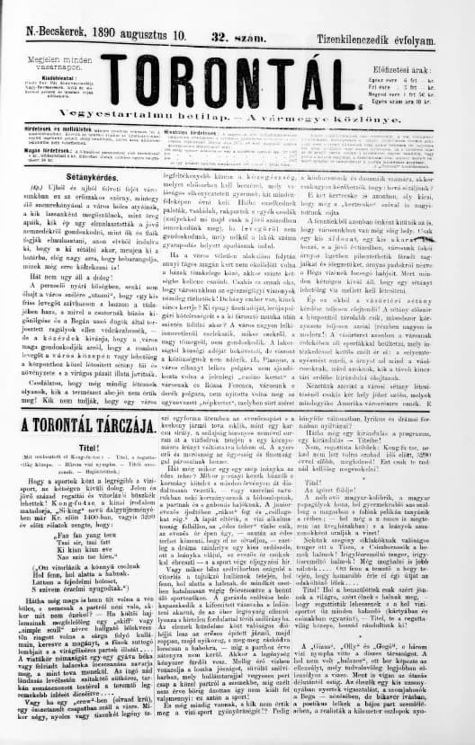 Torontál, 19. évf. 1890. augusztus 10. 32. sz.