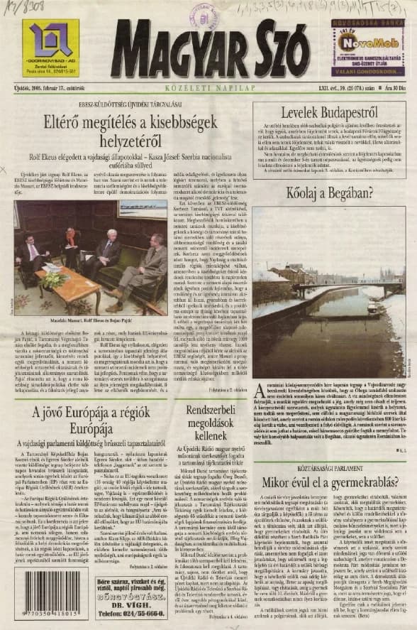Magyar Szó, 62. évf. 2005. február 17. 39. sz. 1–20. oldal