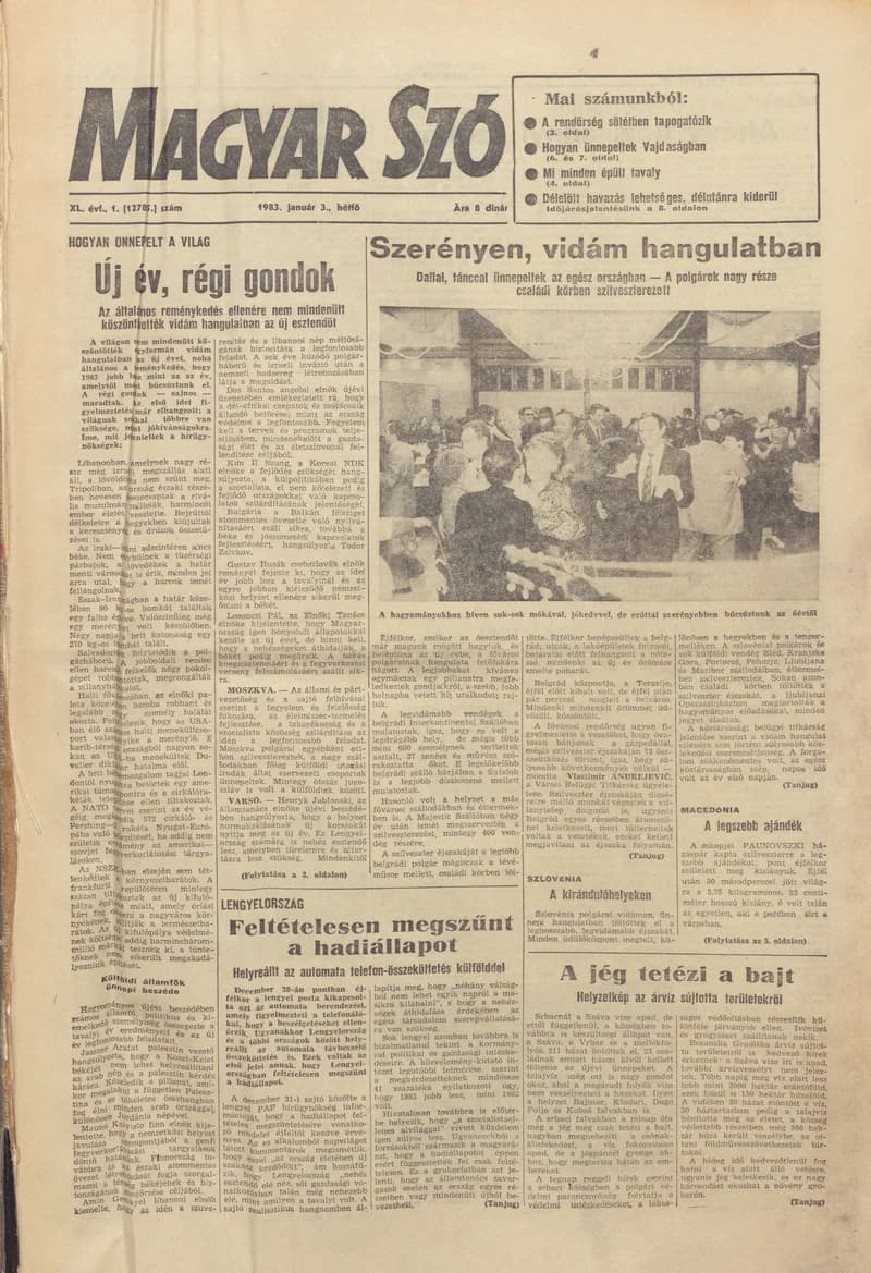Magyar Szó, 40. évf. 1983. január 3. 1. sz. 1–16. oldal