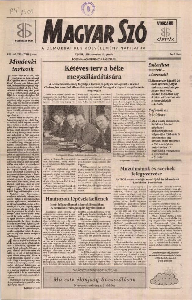 Magyar Szó, 53. évf. 1996. november 15. 271. sz. 1–16. oldal