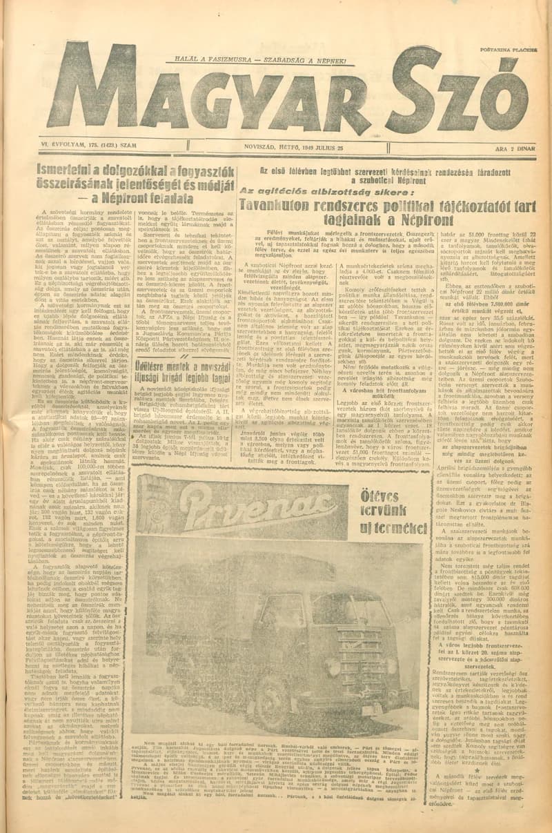 Magyar Szó, 6. évf. 1949. július 25. 175. sz. 1–4. oldal