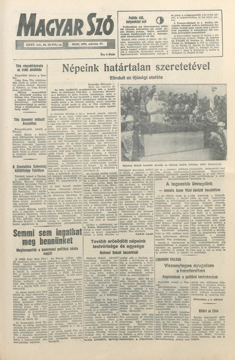 Magyar Szó, 35. évf. 1978. március 27. 84. sz. 1–8. oldal