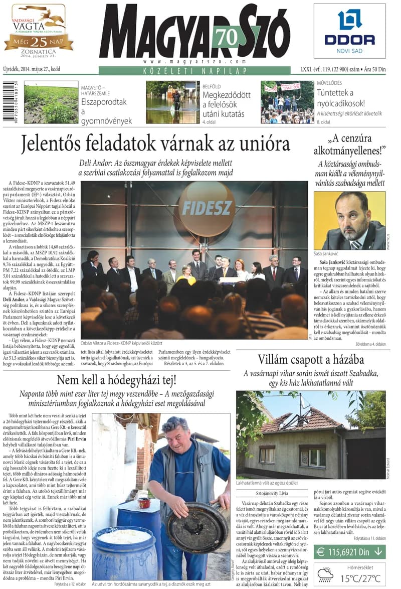 Magyar Szó, 71. évf. 2014. május 27. 119. sz. 1–20. oldal
