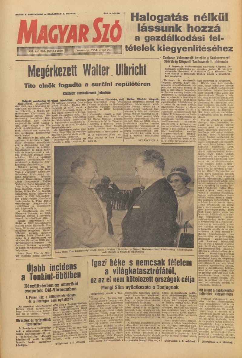 Magyar Szó, 21. évf. 1964. szeptember 20. 261. sz. 1–24. oldal