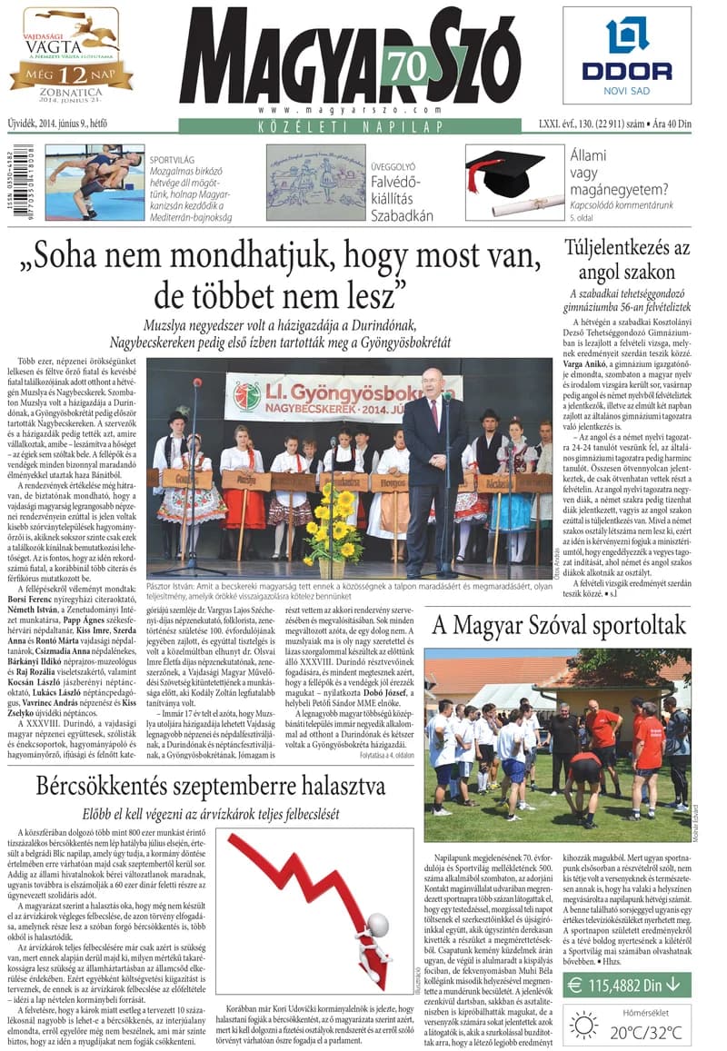 Magyar Szó, 71. évf. 2014. június 9. 130. sz. 1–16. oldal