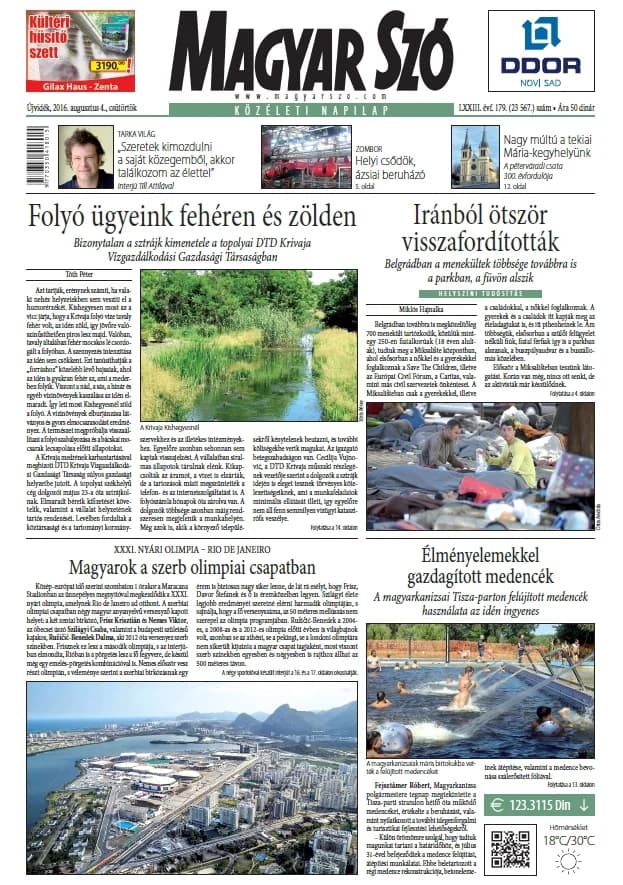 Magyar Szó, 73. évf. 2016. augusztus 4. 179. sz. 1–20. oldal