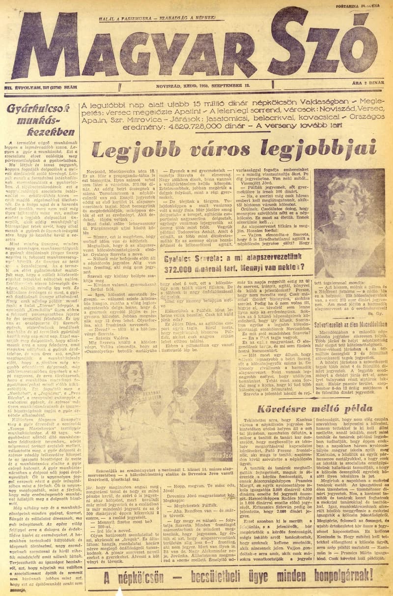 Magyar Szó, 7. évf. 1950. szeptember 12. 217. sz. 1–4. oldal