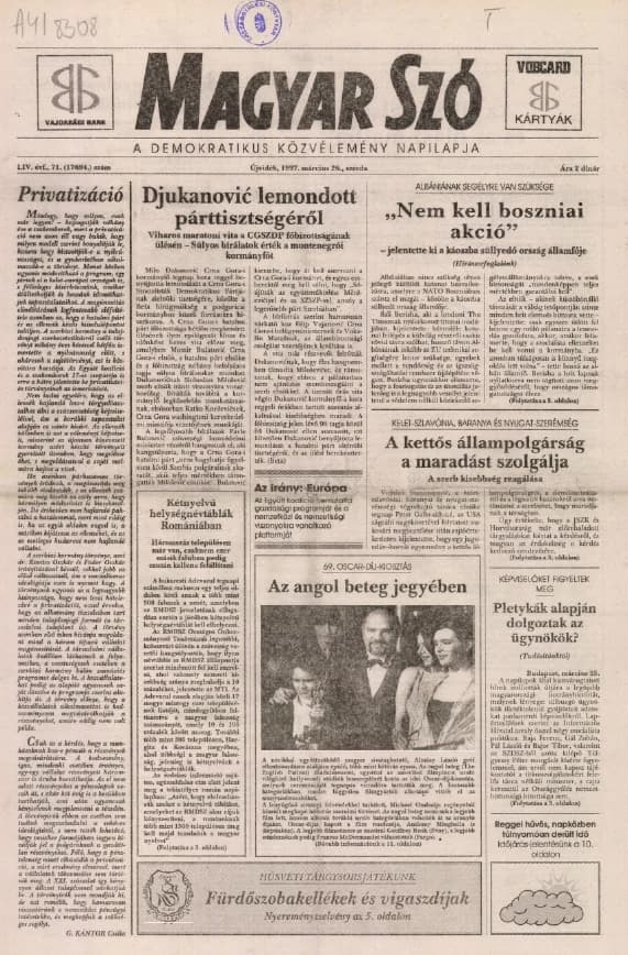 Magyar Szó, 54. évf. 1997. március 26. 71. sz. 1–16. oldal