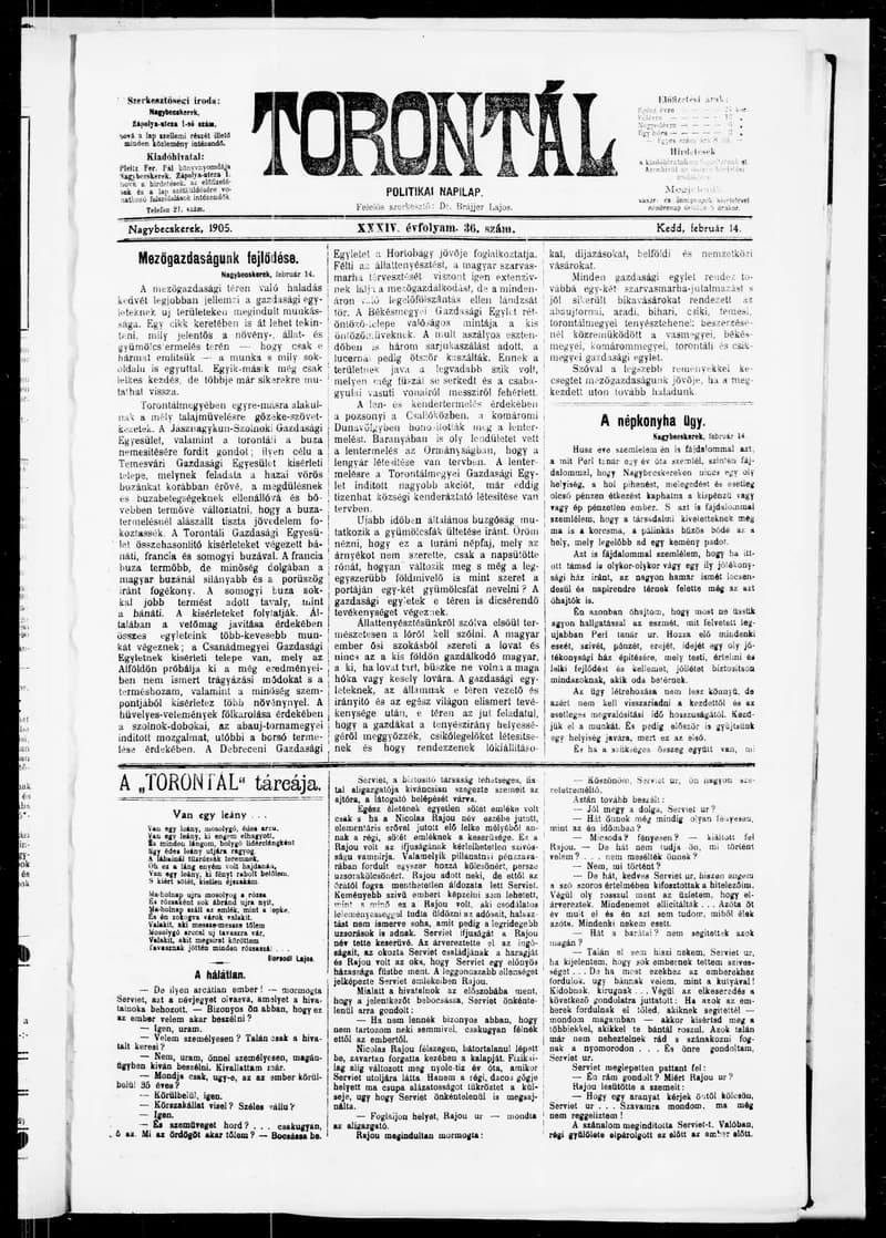 Torontál, 34. évf. 1905. február 14. 36. sz.
