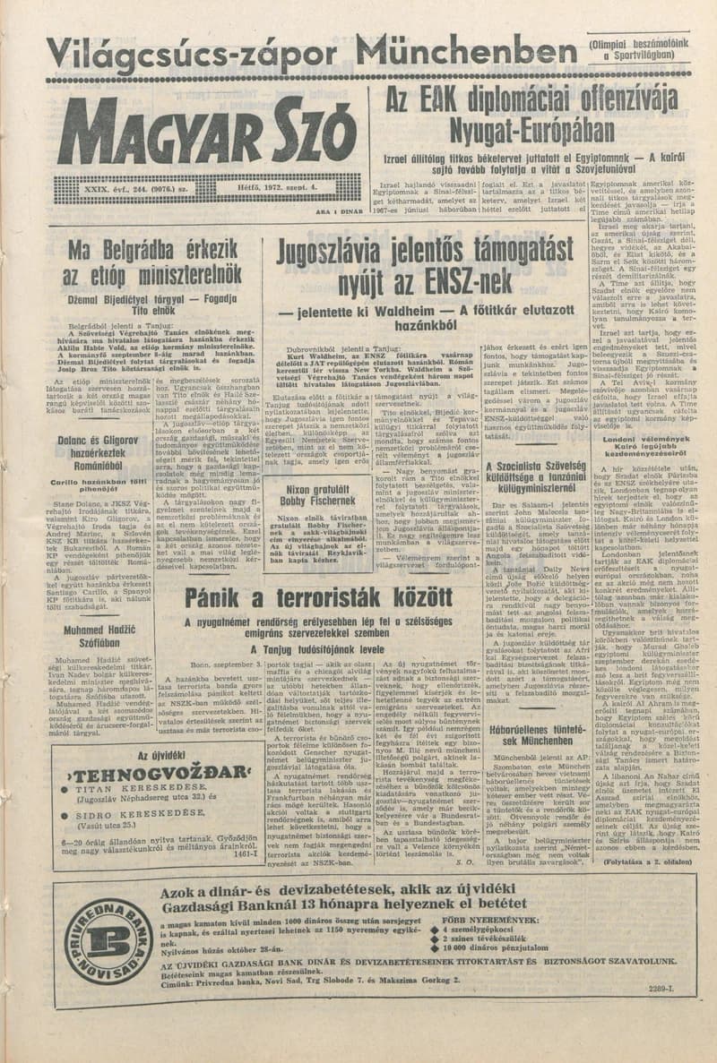 Magyar Szó, 29. évf. 1972. szeptember 4. 244. sz. 1–10. oldal