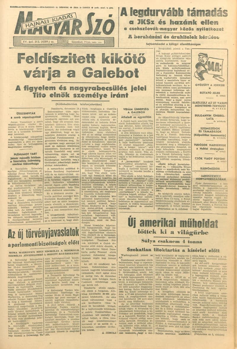 Magyar Szó, 15. évf. 1958. december 20. 313. sz. 1–16. oldal