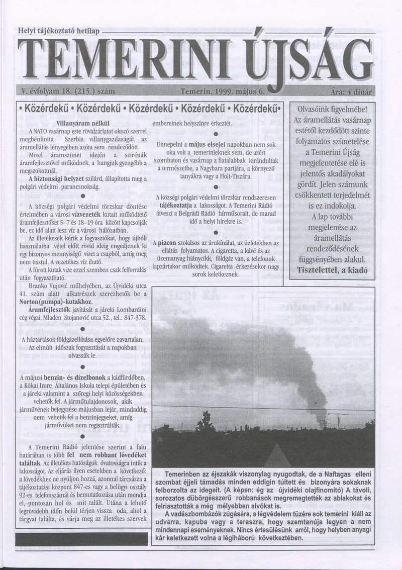 Temerini Újság, 5. évf. 1999. május 6. 18. sz.
