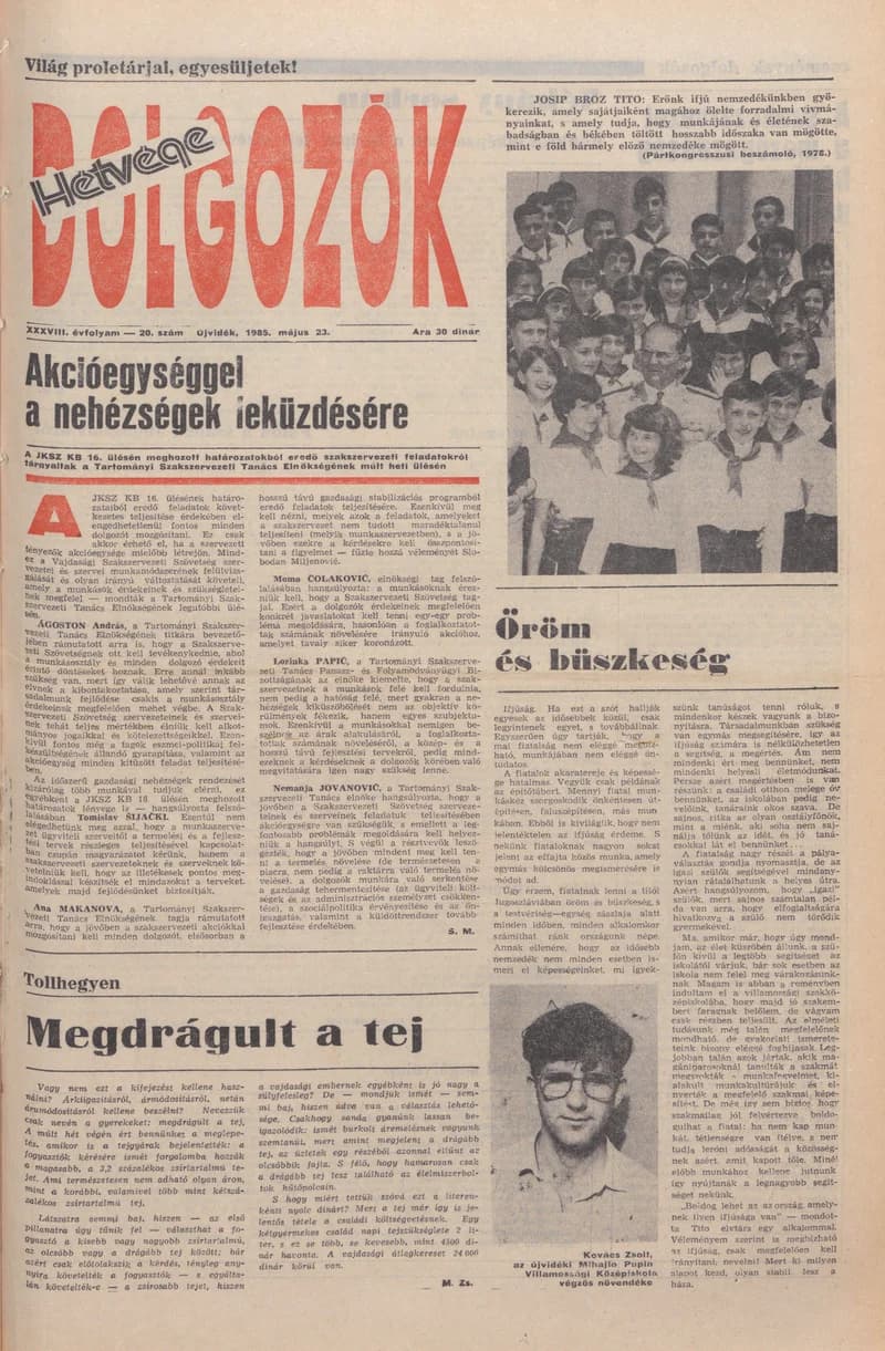 Dolgozók, 39. évf. 1985. május 23. 20. sz.