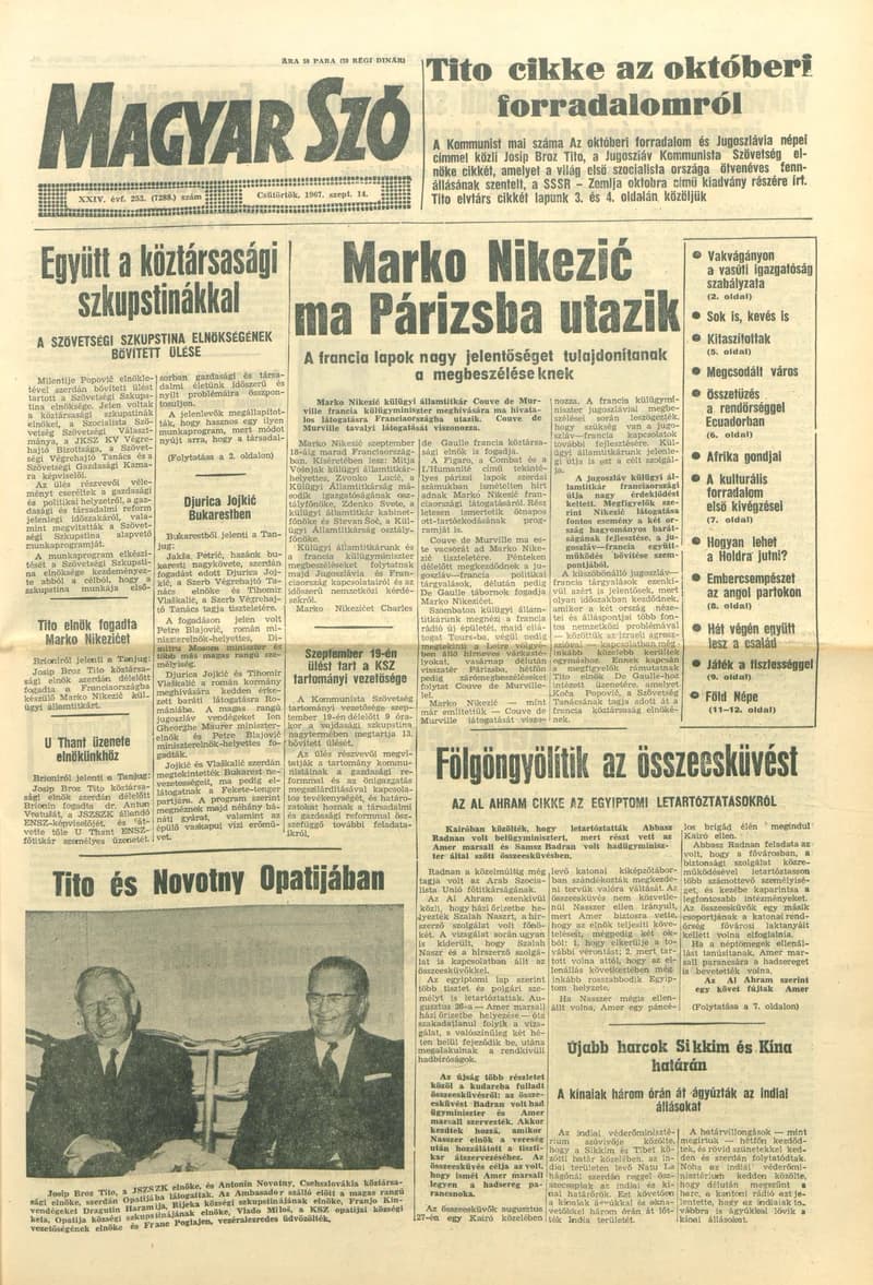 Magyar Szó, 24. évf. 1967. szeptember 14. 253. sz. 1–16. oldal