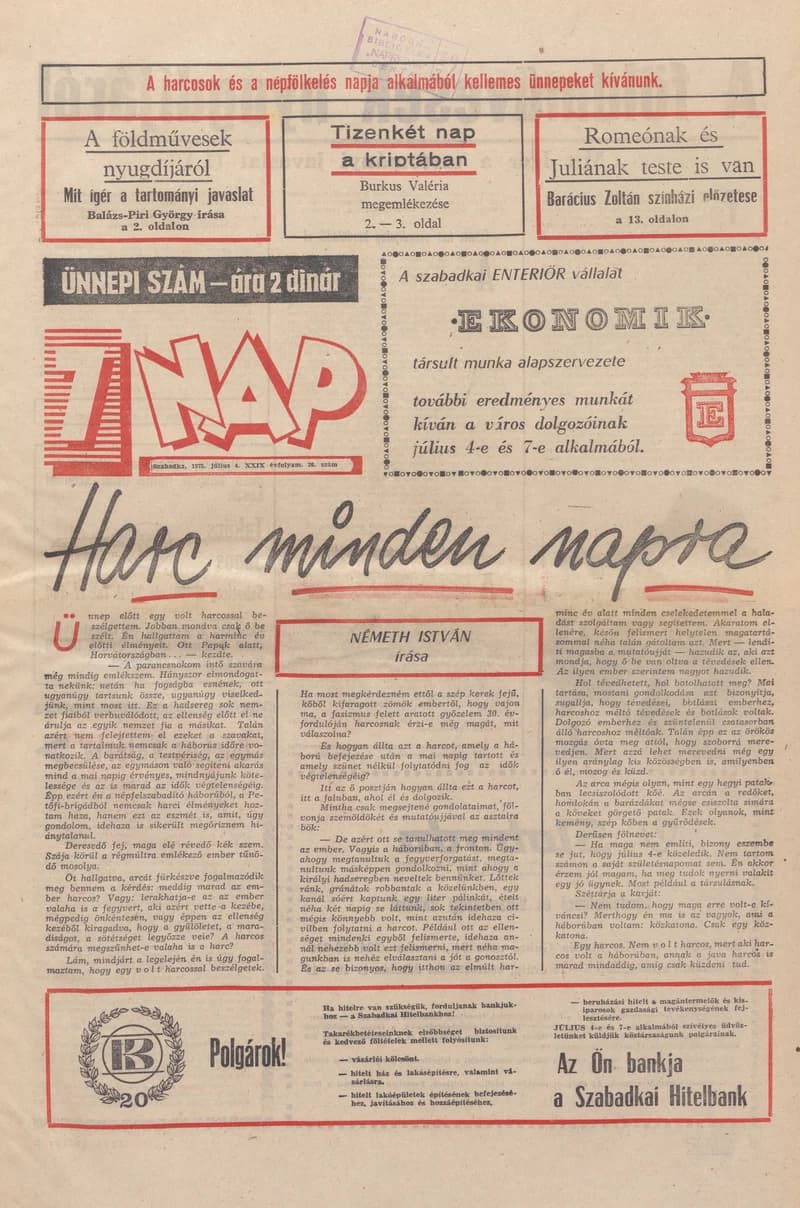 7 Nap, 30. évf. 1975. július 4. 26. sz. 1–32. oldal
