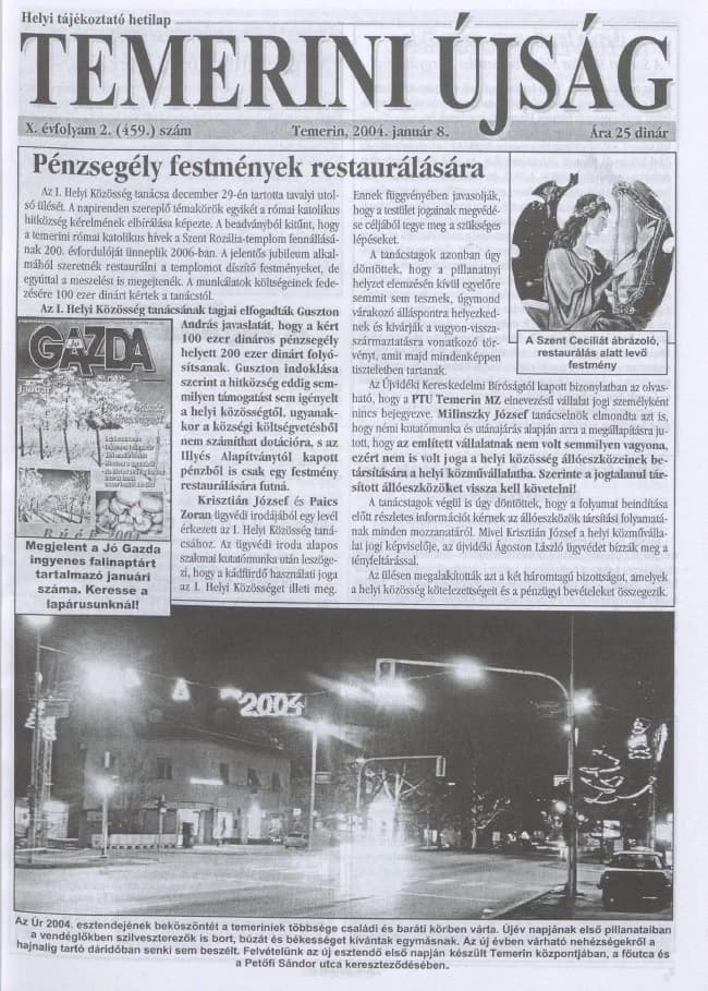 Temerini Újság, 10. évf. 2004. január 8. 2. sz.
