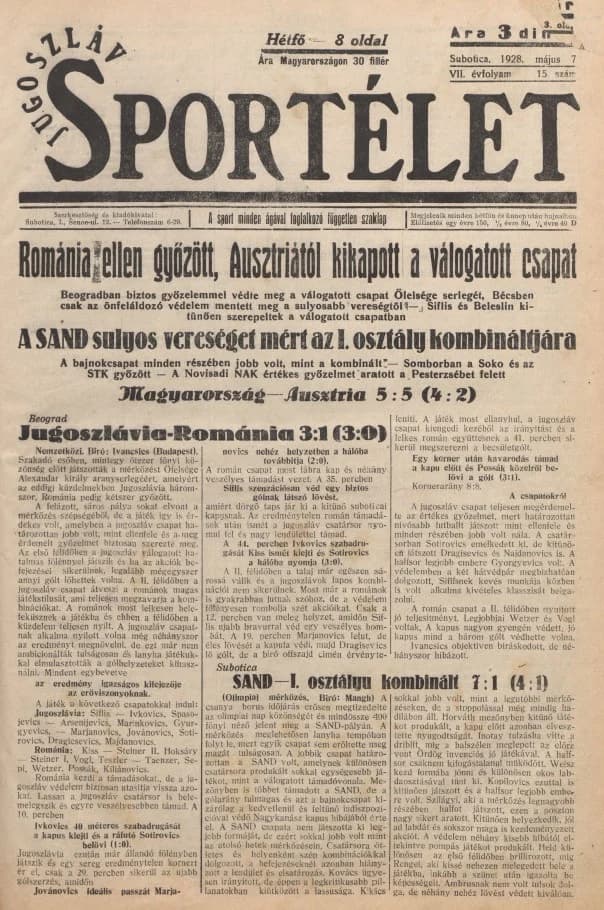 Jugoszláv sportélet, 7. évf. 1928. május 7. 15. sz.