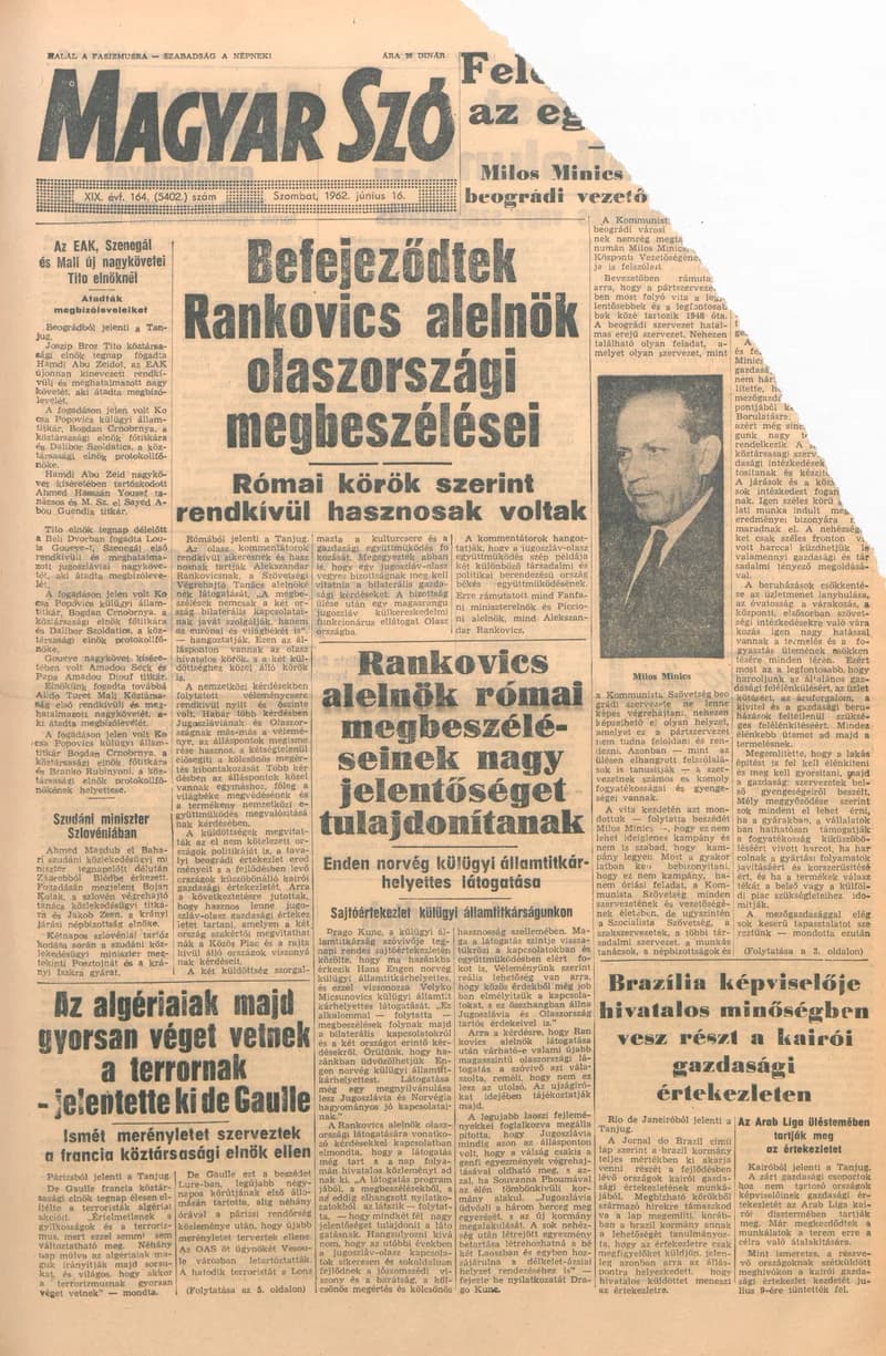 Magyar Szó, 19. évf. 1962. június 16. 164. sz. 1–12. oldal