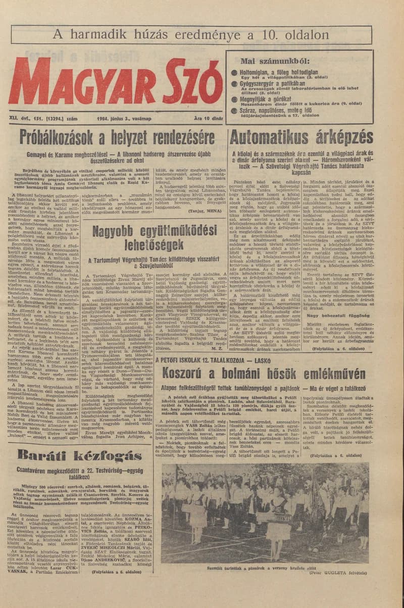 Magyar Szó, 41. évf. 1984. június 3. 151. sz. 1–28. oldal