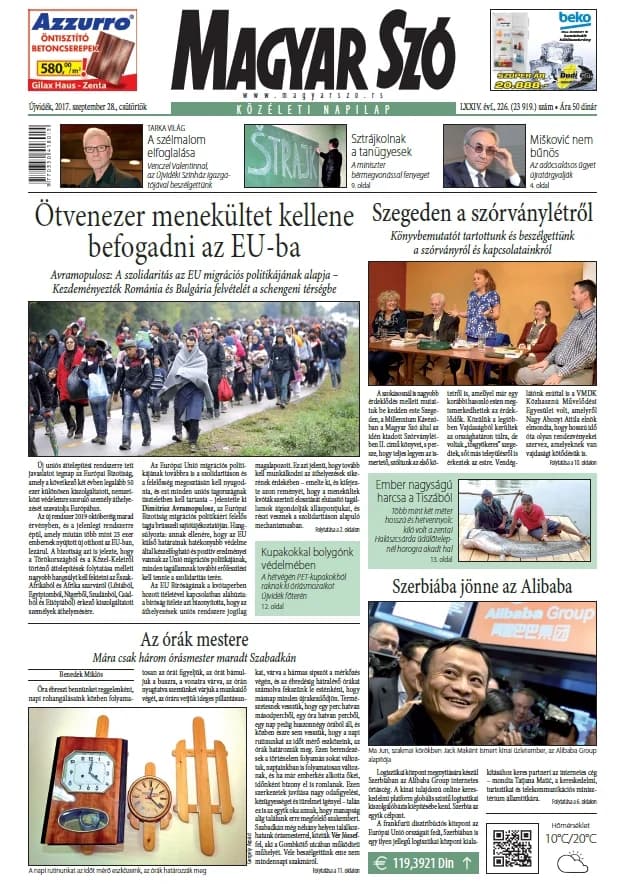 Magyar Szó, 74. évf. 2017. szeptember 28. 226. sz. 1–20. oldal