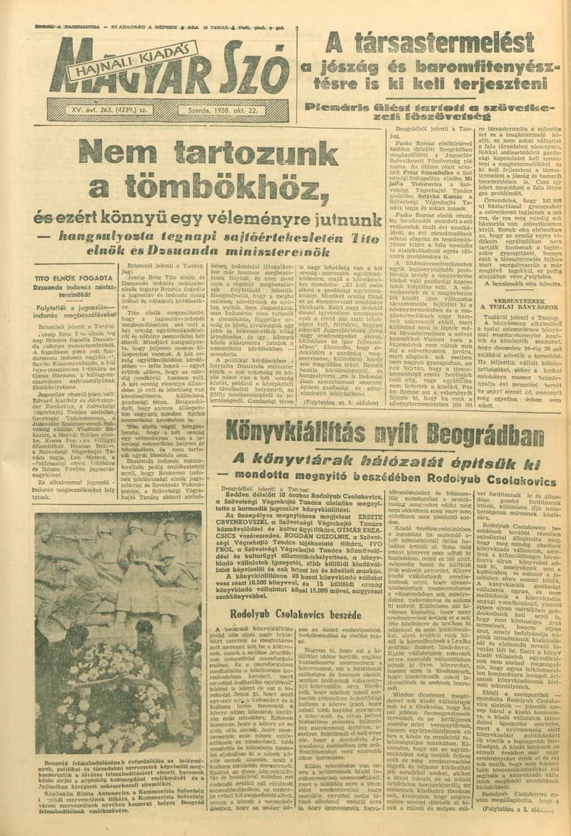 Magyar Szó, 15. évf. 1958. október 22. 263. sz. 1–16. oldal