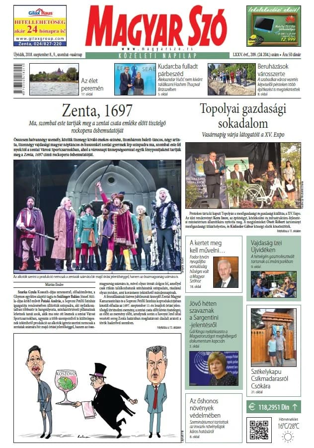 Magyar Szó, 75. évf. 2018. szeptember 8. – 9. 209. sz. 1–42. oldal