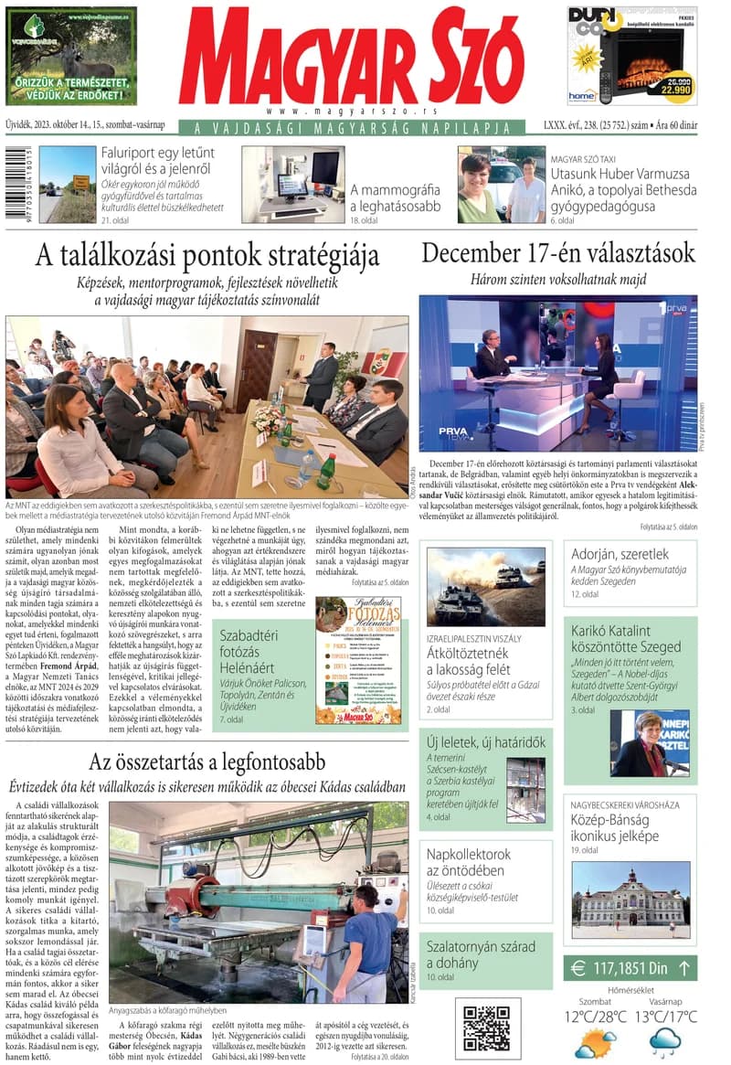 Magyar Szó, 80. évf. 2023. október 14. – 15. 238. sz. 1–32. oldal