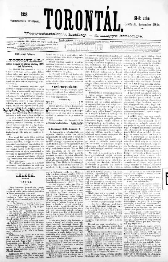 Torontál, 17. évf. 1888. december 20. 51. sz.