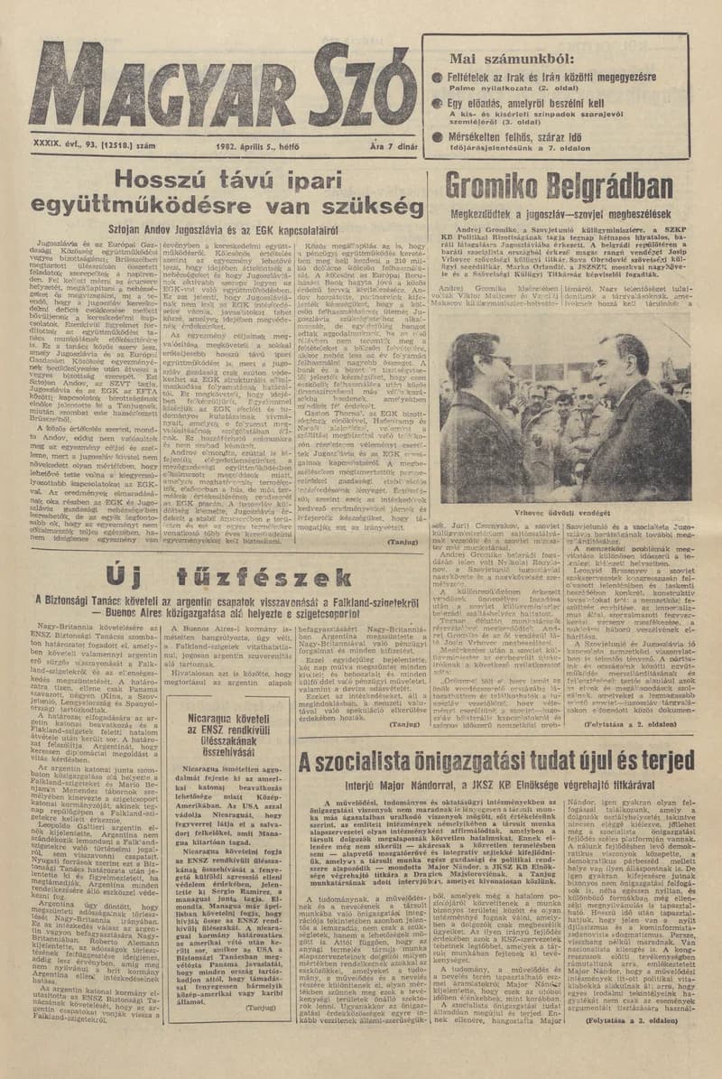 Magyar Szó, 39. évf. 1982. április 5. 93. sz. 1–8. oldal