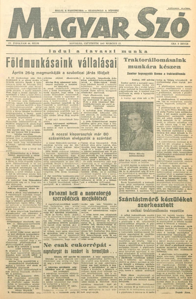 Magyar Szó, 4. évf. 1947. március 13. 60. sz. 1–8. oldal