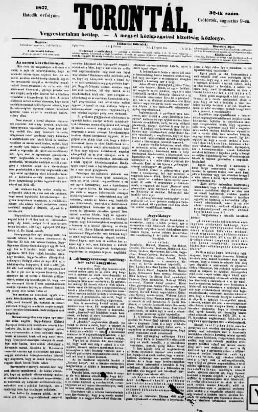 Torontál, 6. évf. 1877. augusztus 9. 32. sz.