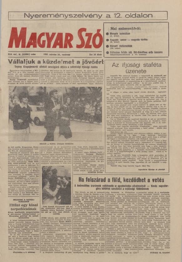 Magyar Szó, 42. évf. 1985. március 24. 81. sz. 1–32. oldal