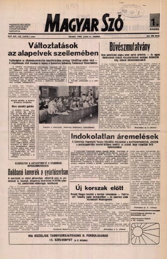 Magyar Szó, 45. évf. 1988. június 4. 152. sz. 1–24. oldal