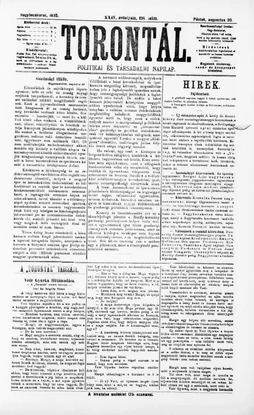 Torontál, 24. évf. 1895. augusztus 30. 198. sz.